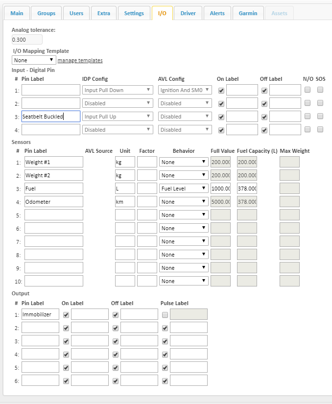 GSatTrack - I/O Ports