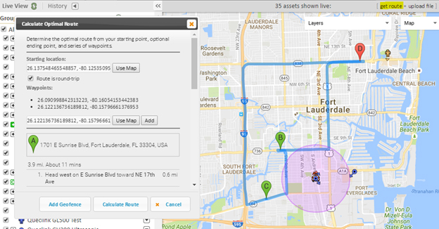 GSatTrack - Route Geofences